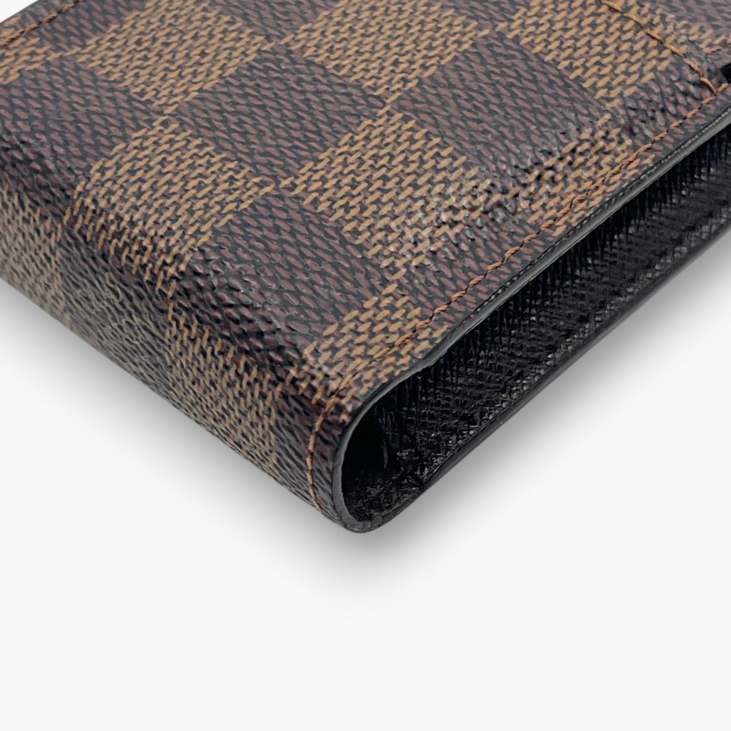 Louis Vuitton Damier Ebene Etui Cigarette Case Brown Canvas Leather