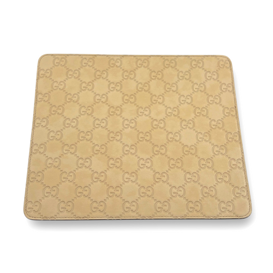 Gucci Guccissima Leather Mouse Pad Beige GG Logo with Box