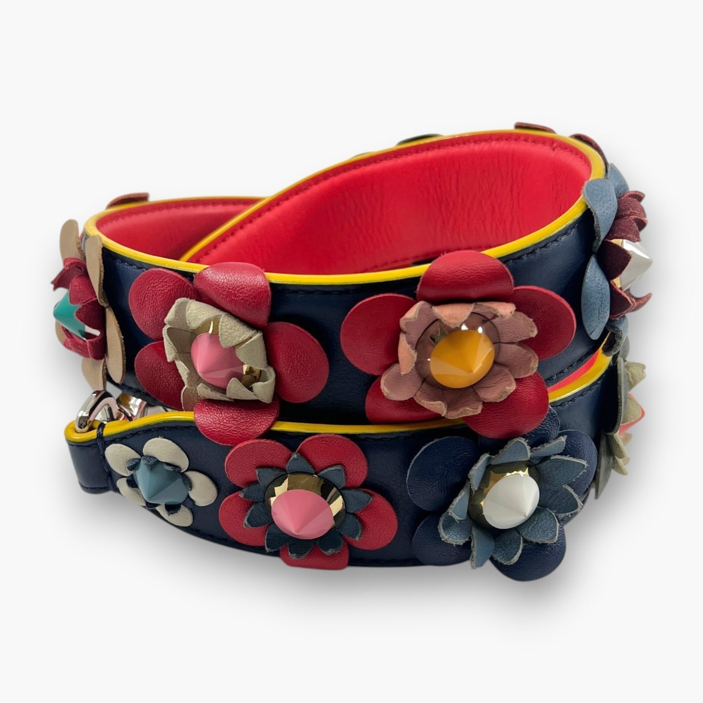 Fendi Strap You Flowerland Multicolor Leather Floral Shoulder Bag Strap Studded