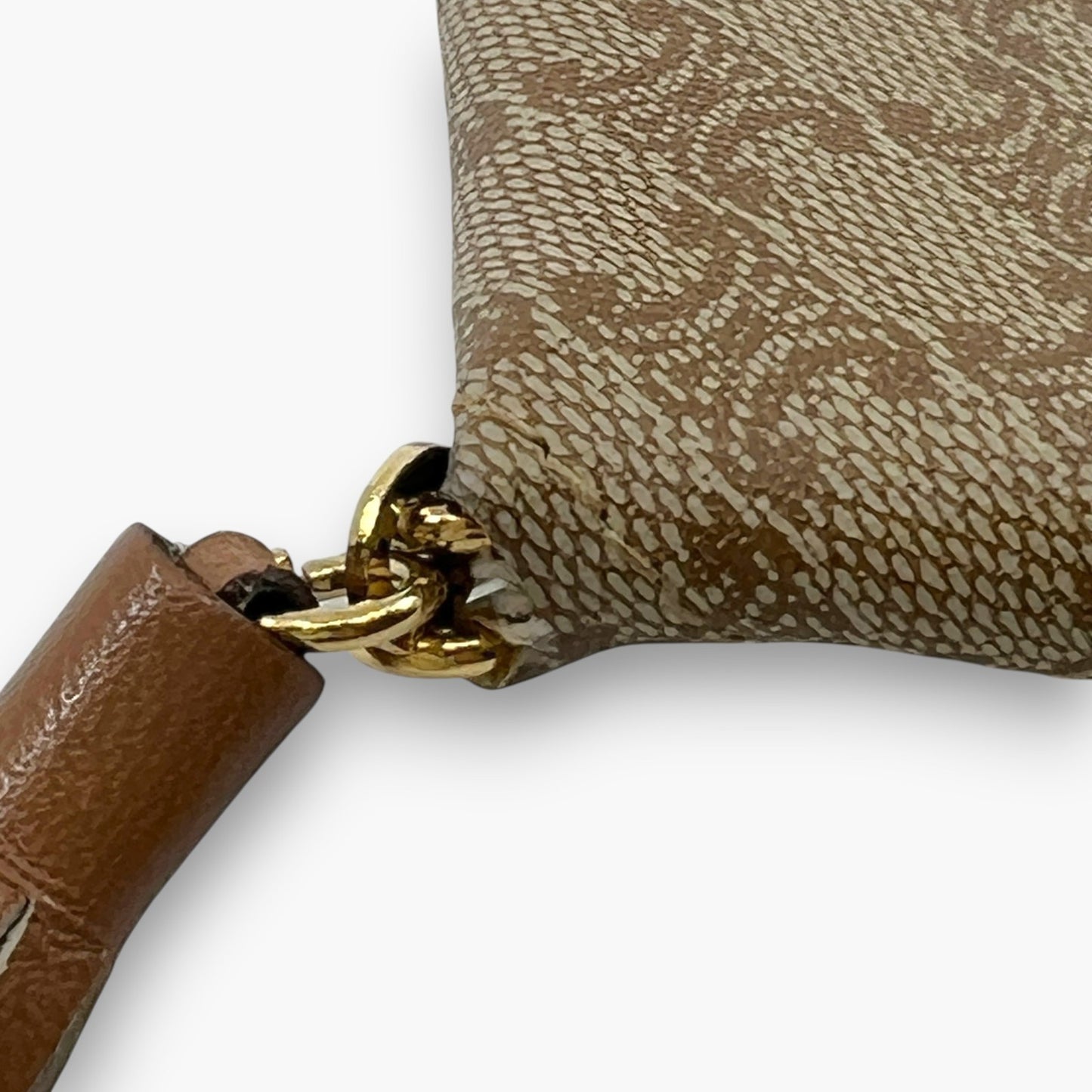 Celine Macadam Vintage Triangle Coin Purse Beige with Tassel Charm