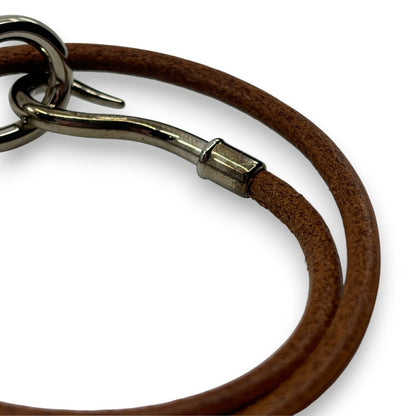 Hermès Jumbo Double Tour Bracelet Brown Leather Silver Hook w/ Box