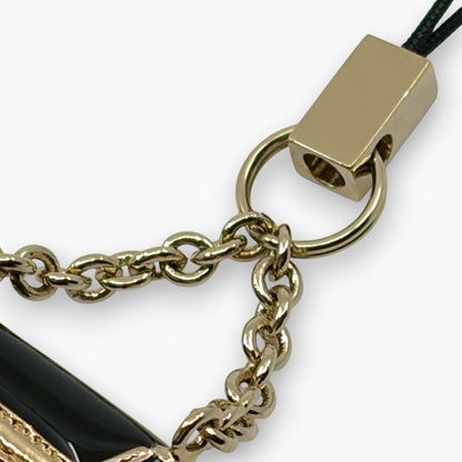 Gucci Horsebit Black Enamel Phone Strap Mini Charm with Box