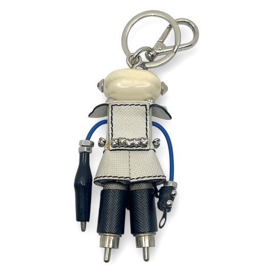 Prada Nancy Robot Key Ring Bag Charm Saffiano Leather