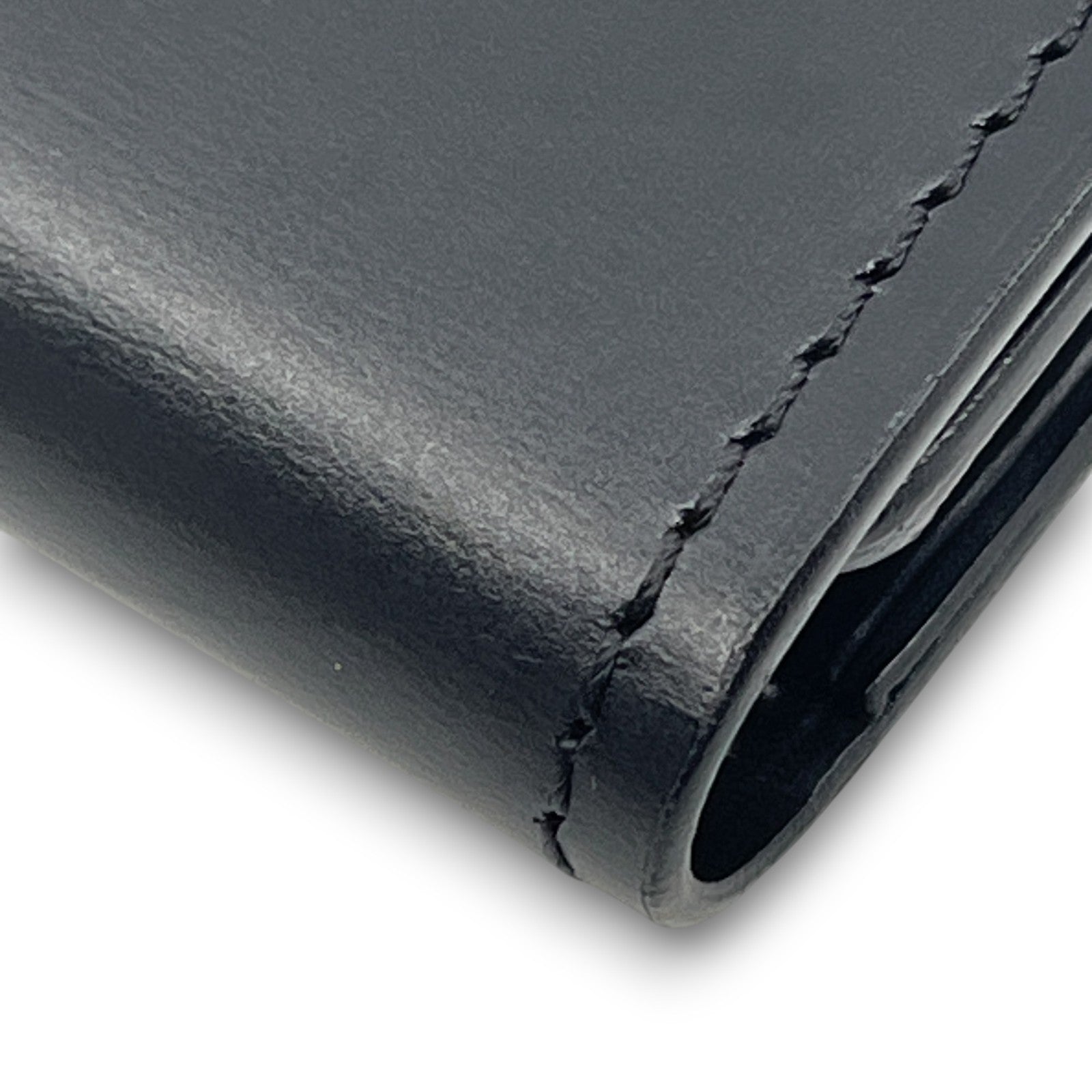 Dunhill Black Leather Key Case with 6 Silver-Tone Hooks w/ Box Card Cloth