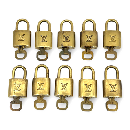 Louis Vuitton Padlock Set of 10 Gold-Tone Brass Locks & Keys pj260606