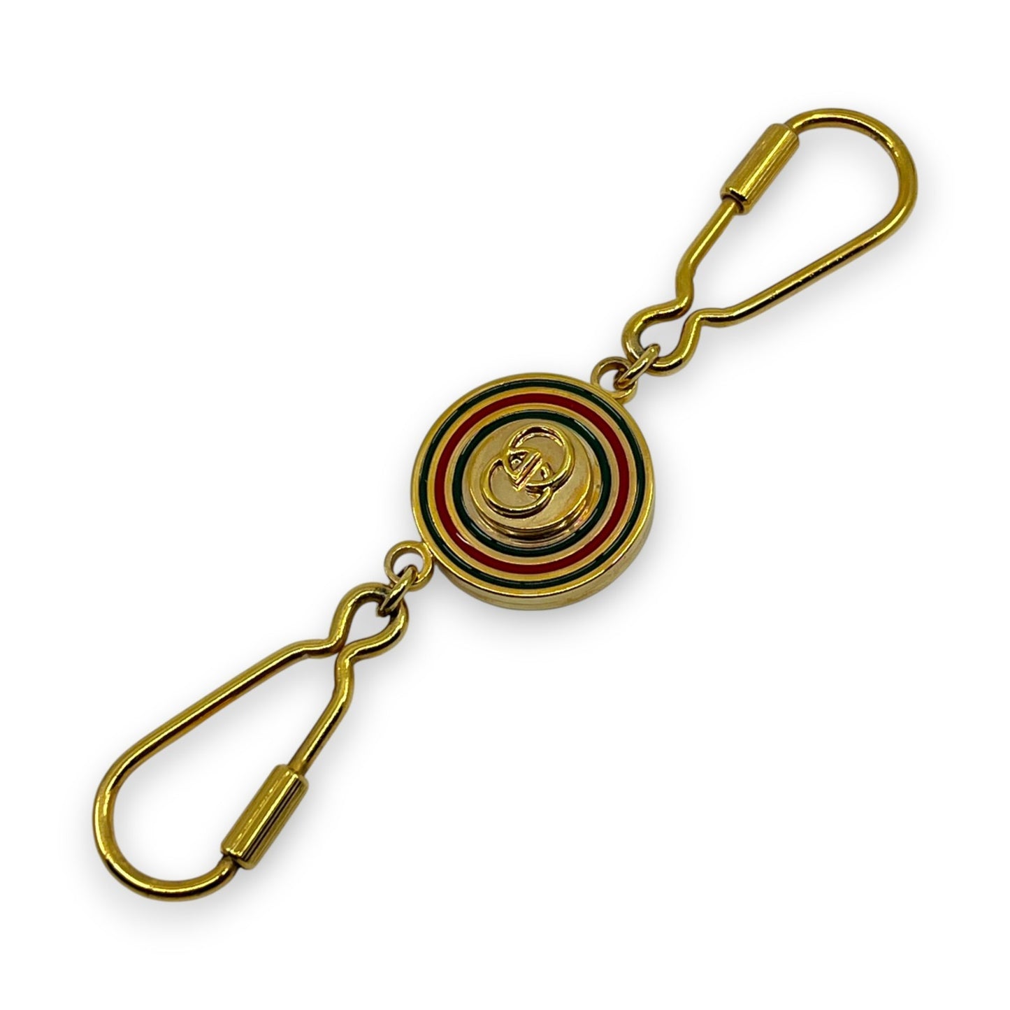 Gucci Gold-Tone Key Holder with Interlocking G & Web Stripe Design w/ Box