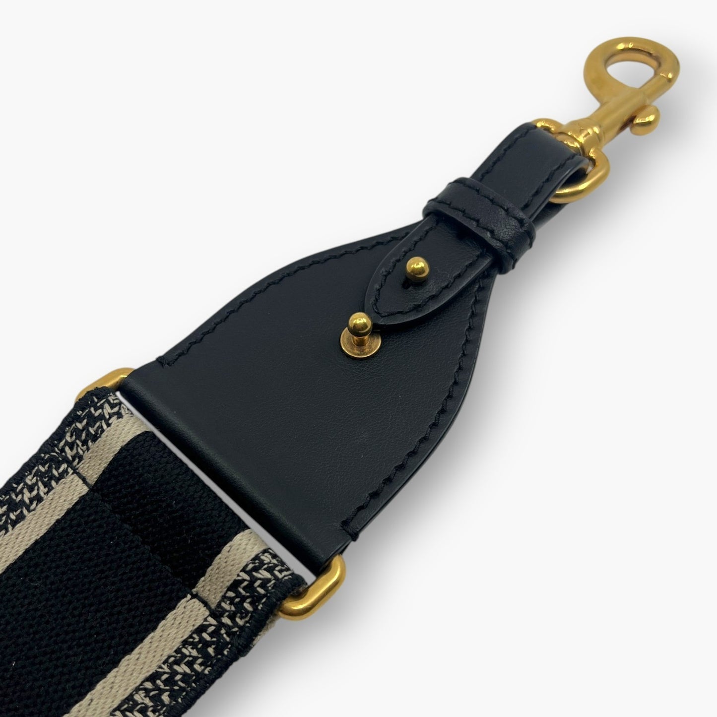 Christian Dior Embroidery Adjustable Shoulder Strap Black Beige w/ Dust Bag