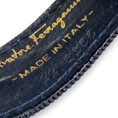 Salvatore Ferragamo Vara Ribbon Keychain Charm Black Gold Key Ring Auth