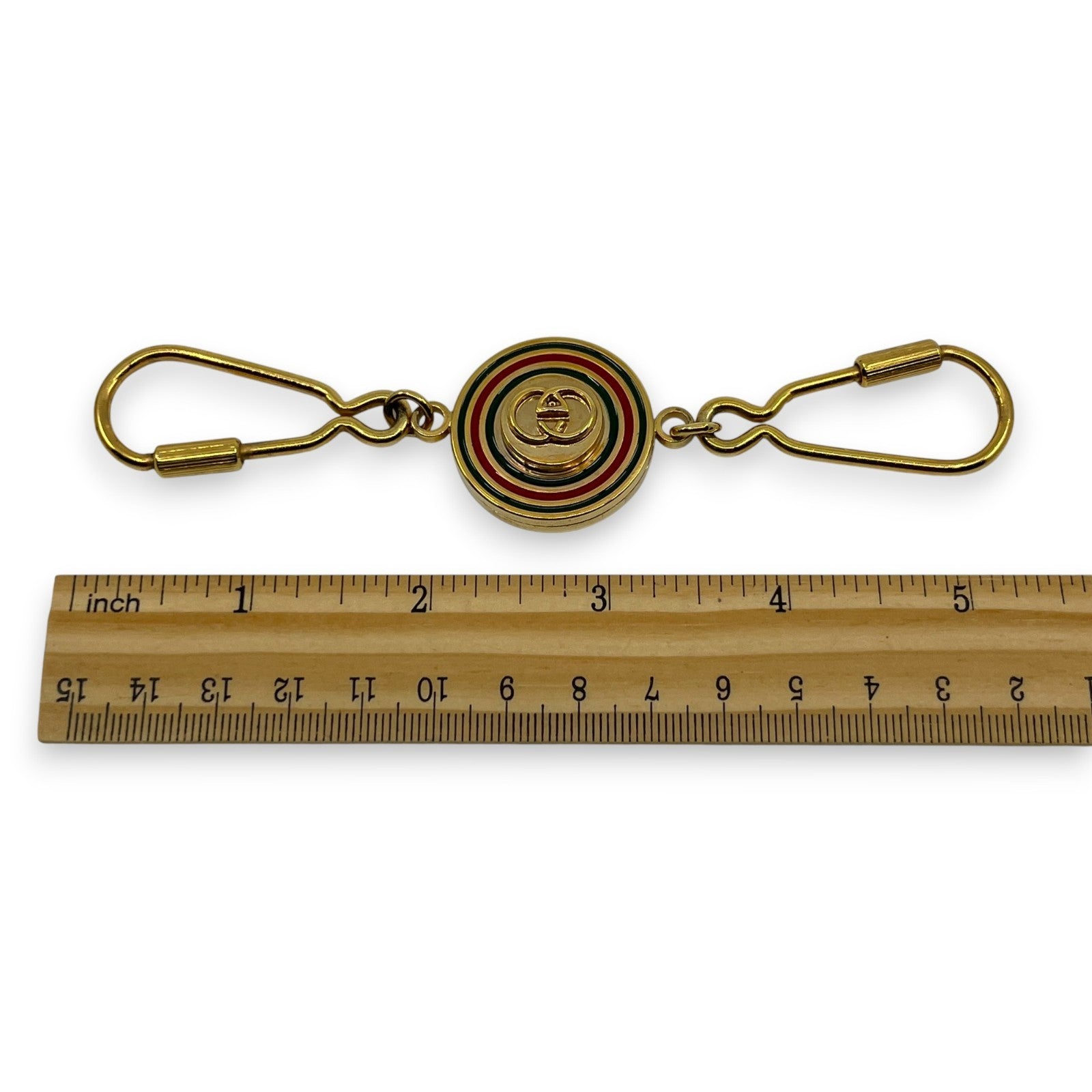 Gucci Gold-Tone Key Holder with Interlocking G & Web Stripe Design w/ Box