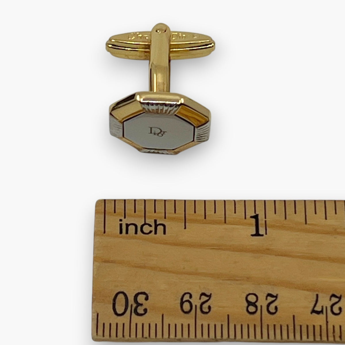 Christian Dior Monsieur Vintage Cufflinks Two-Tone Gold Silver with Box