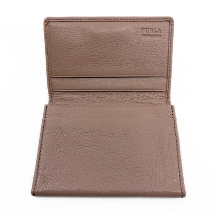 Furla Pink Beige Bifold Leather Card Case Wallet with Logo