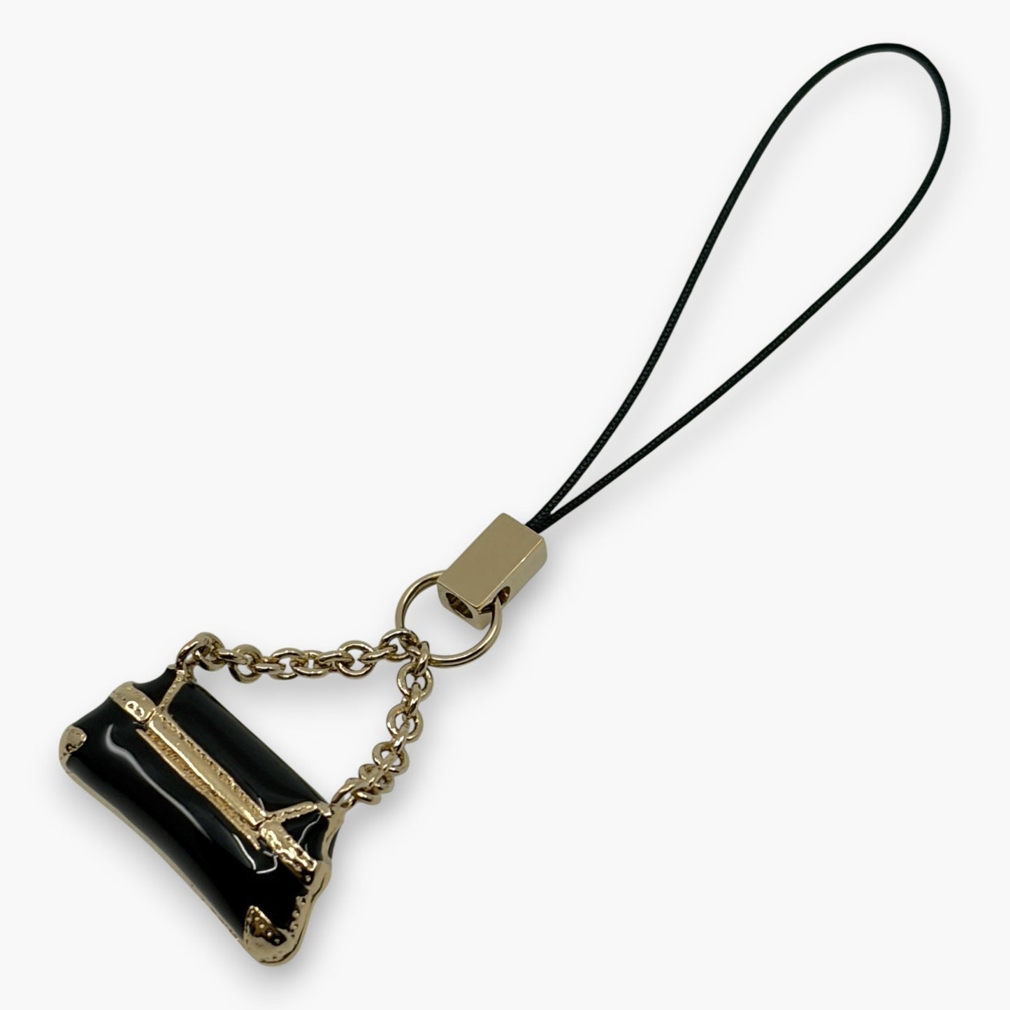 Gucci Horsebit Black Enamel Phone Strap Mini Charm with Box