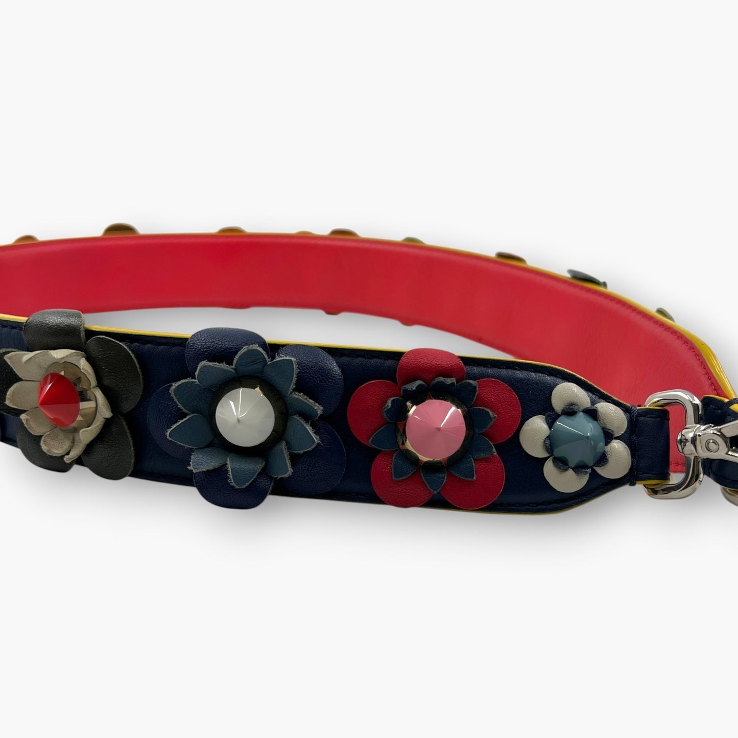 Fendi Strap You Flowerland Multicolor Leather Floral Shoulder Bag Strap Studded