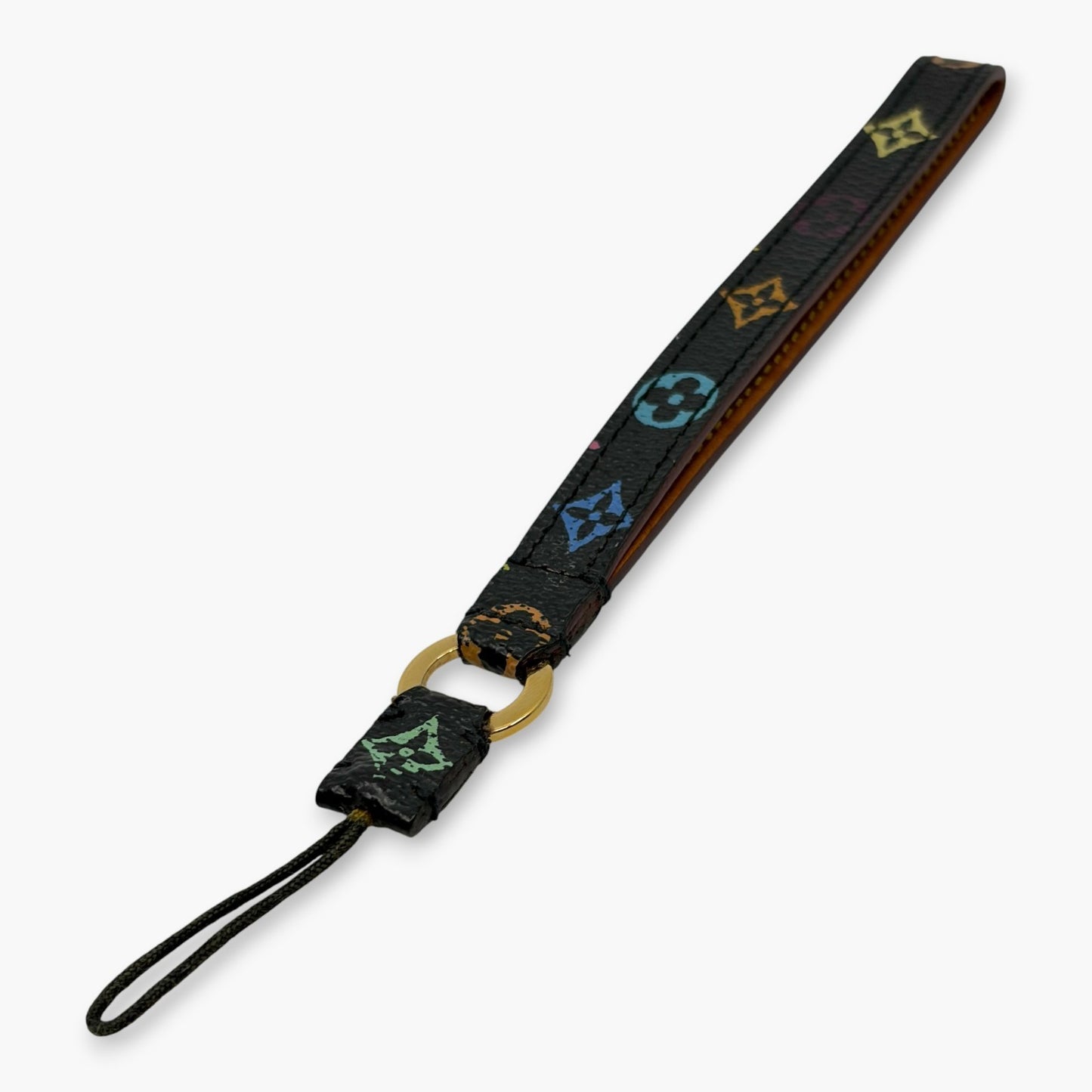 Louis Vuitton Monogram Multicolor Phone Strap Coated Canvas Leather Black M92598