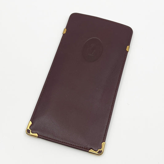 Cartier Must de Cartier Eyeglasses Case Bordeaux Leather with Box Certificate