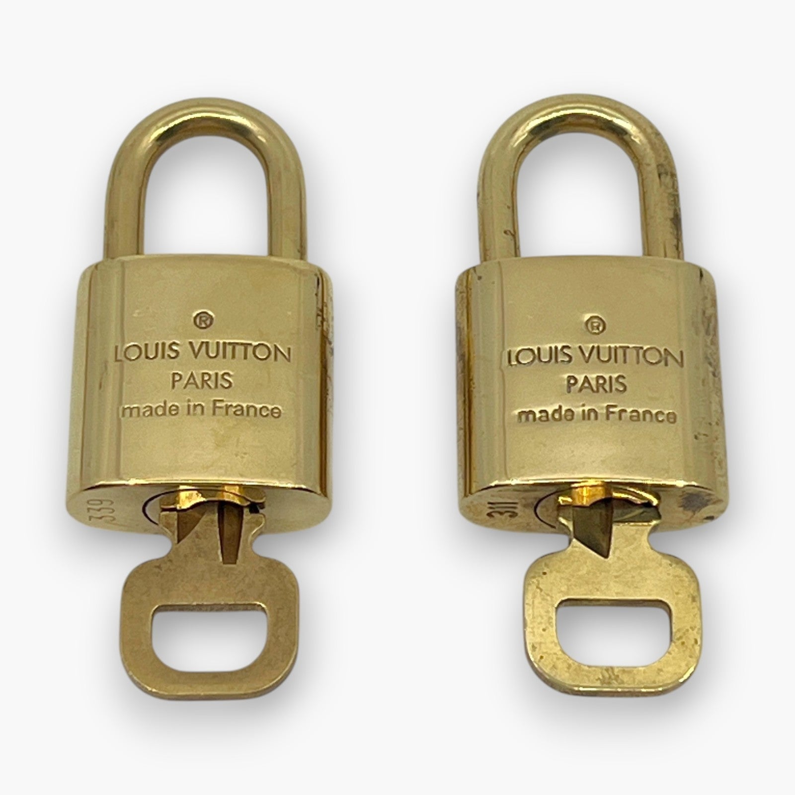 Louis Vuitton Padlock Lock with Key Brass Gold Set of 10 Bag Accessory