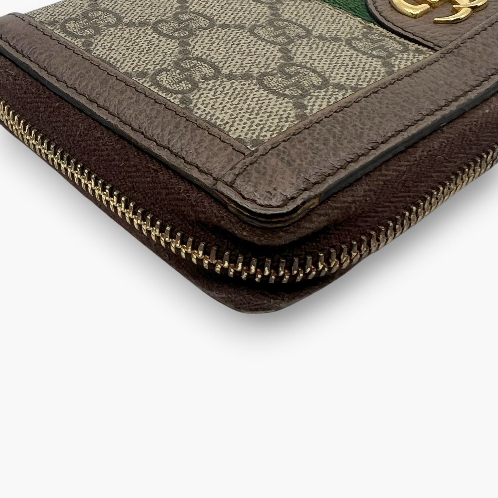 Gucci Ophidia GG Supreme Web Stripe Zip-Around Long Wallet Beige Monogram Logo
