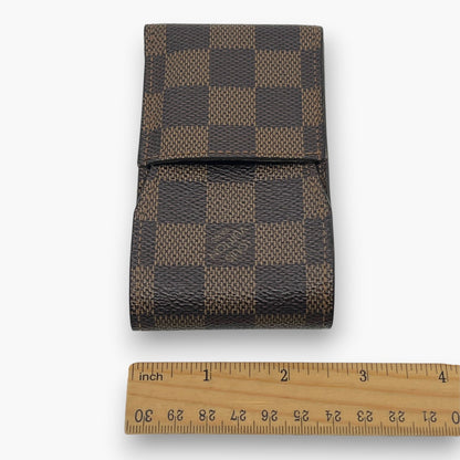 Louis Vuitton Damier Ebene Etui Cigarette Case Brown Canvas Leather
