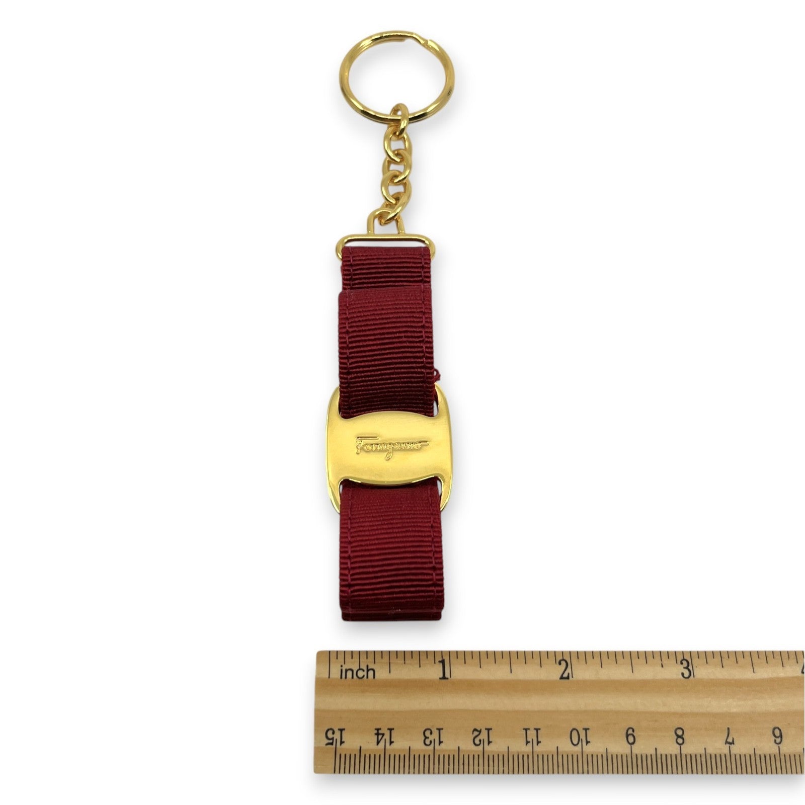 Salvatore Ferragamo Vara Ribbon Keychain Charm Red with Box