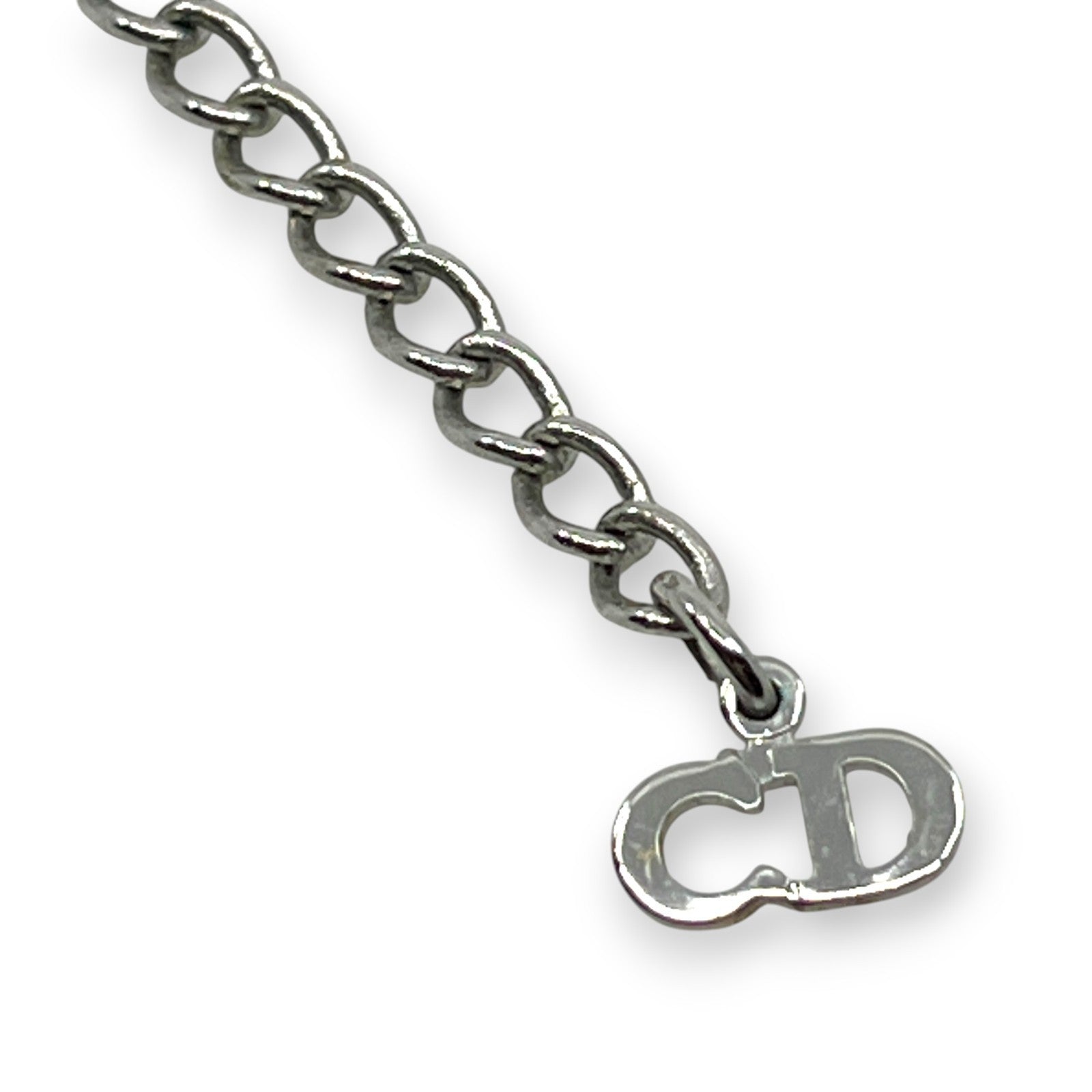 Christian Dior Ribbon CD Logo Brown Leather Bracelet with Silver-Tone Charms