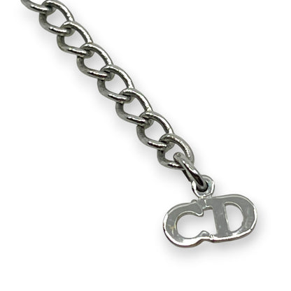Christian Dior Ribbon CD Logo Brown Leather Bracelet with Silver-Tone Charms
