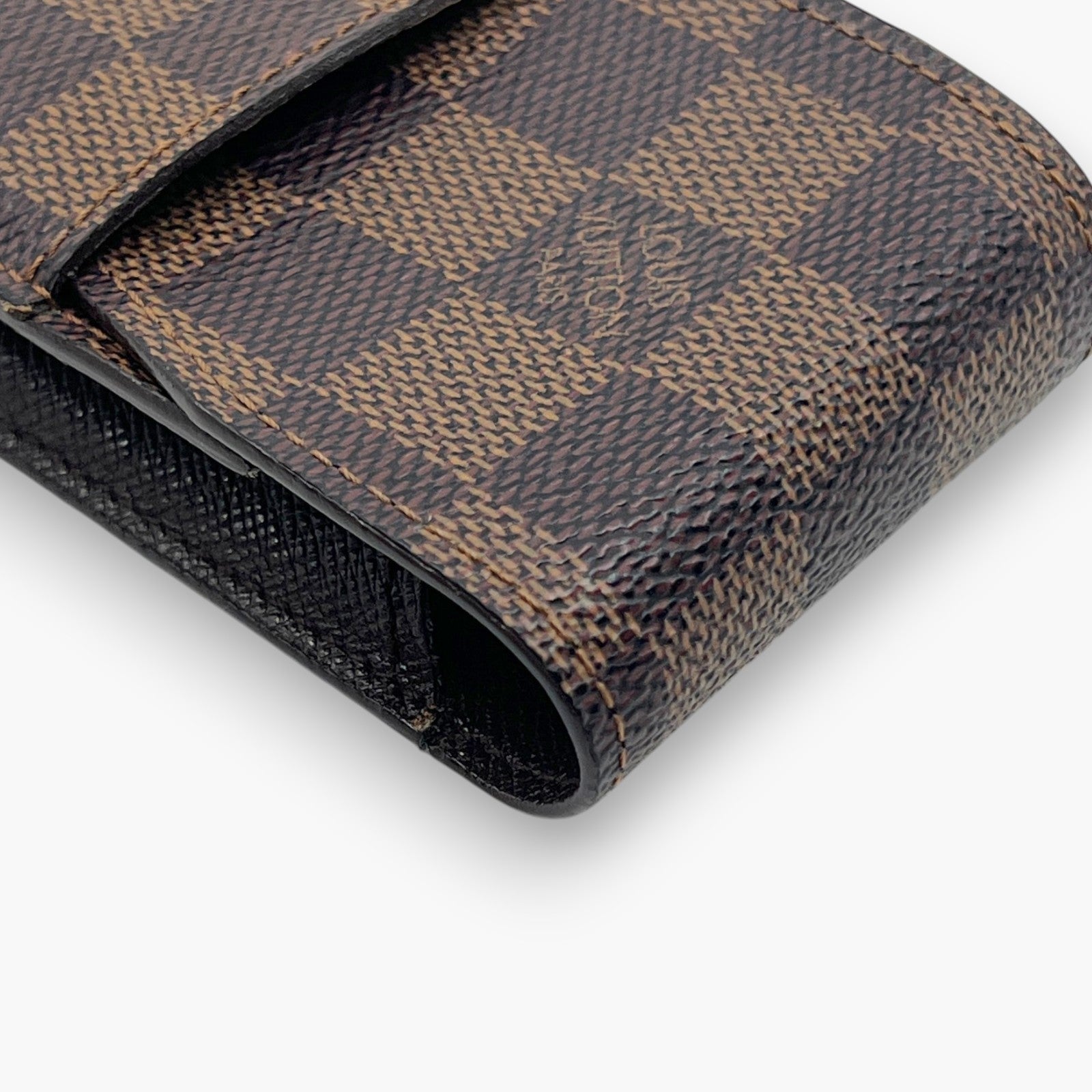 Louis Vuitton Damier Ebene Etui Cigarette Case Brown Canvas Leather