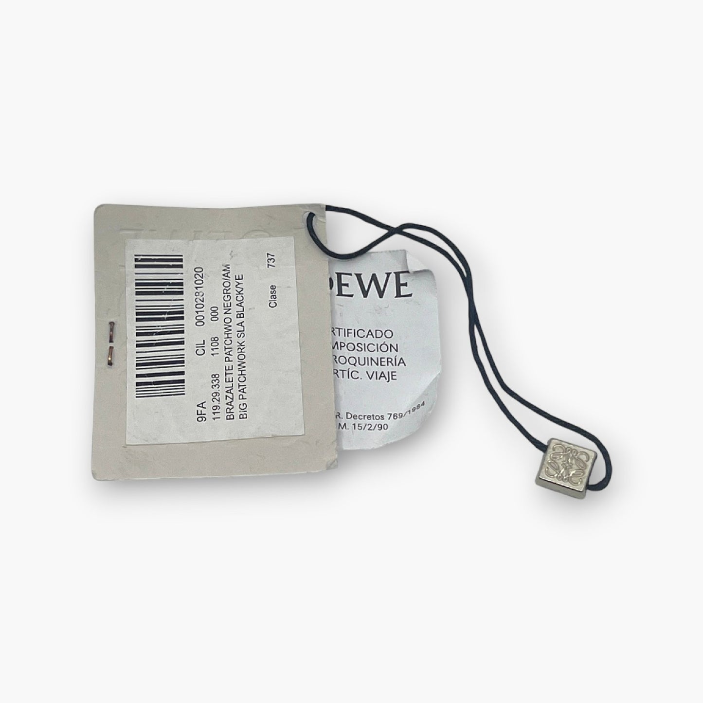 Loewe Anagram Slap Bracelet Black Yellow Leather Bicolor with Dust Bag