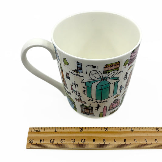 Tiffany & Co. 5th Avenue Bone China Mug 2 Cups Pair Set in NYC Design w/ Box