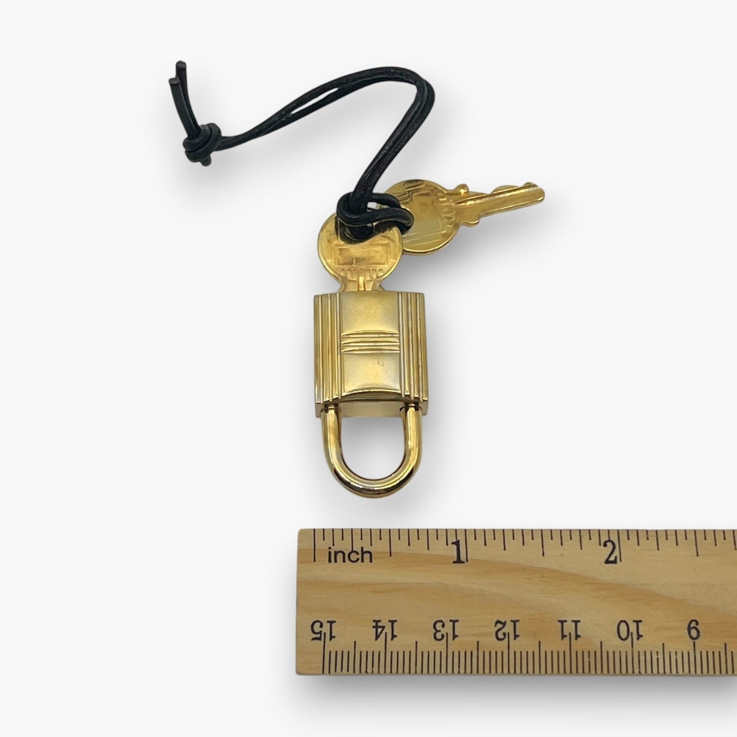 Hermes Cadena Padlock Gold-Tone Lock & Key Set w/ Leather Strap pj260609