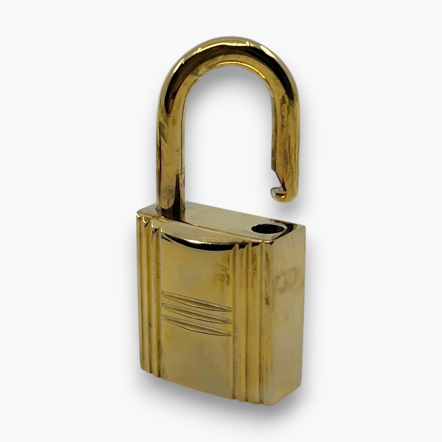 Hermes Cadena Padlock Gold-Tone Lock & Key Set w/ Leather Strap pj260609