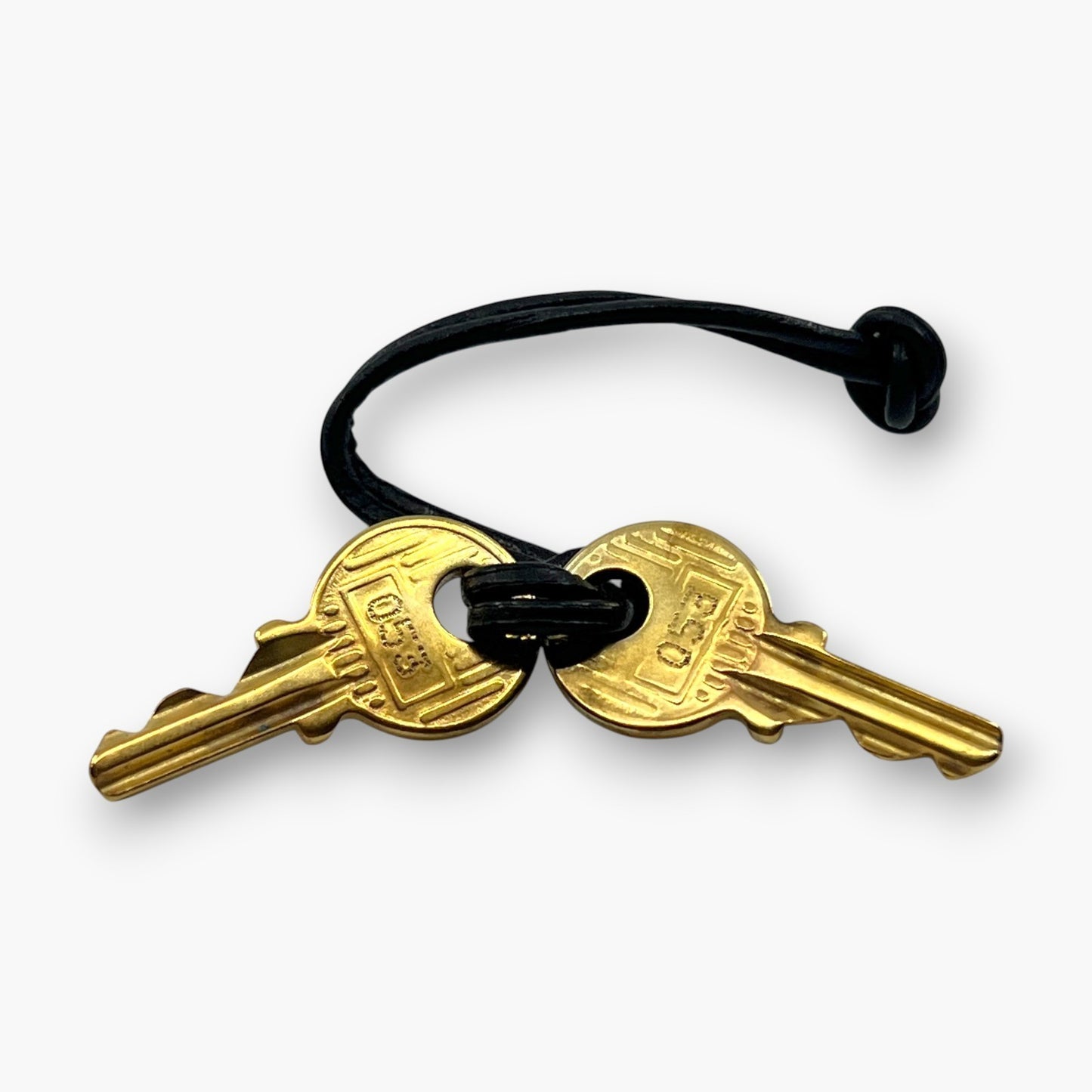 Hermes Cadena Padlock Gold-Tone Lock & Key Set w/ Leather Strap pj260609