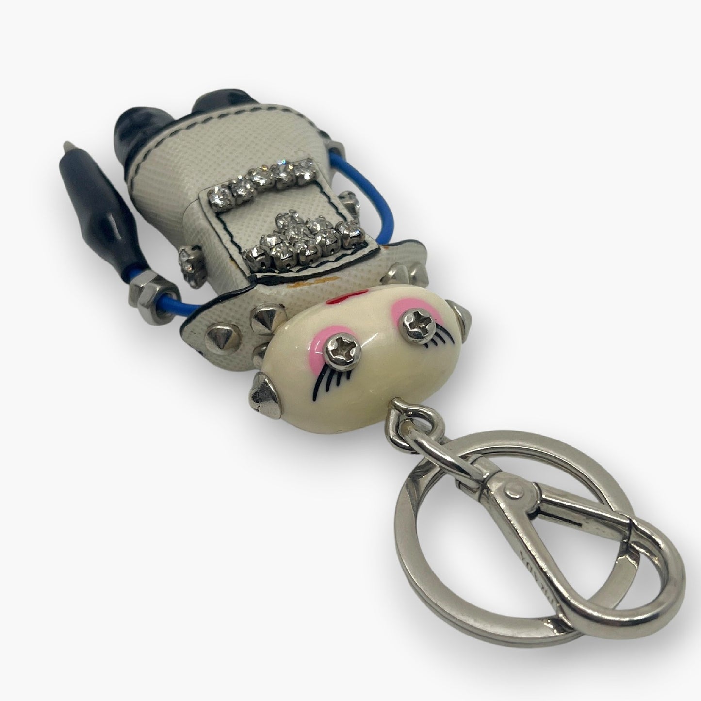 Prada Nancy Robot Key Ring Bag Charm Saffiano Leather