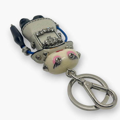 Prada Nancy Robot Key Ring Bag Charm Saffiano Leather