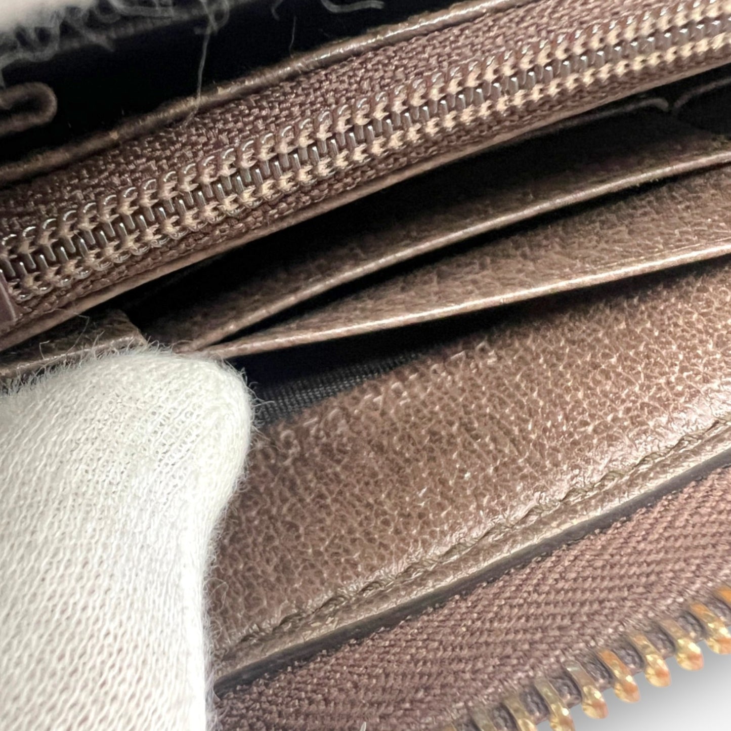 Gucci Ophidia GG Supreme Web Stripe Zip-Around Long Wallet Beige Monogram Logo