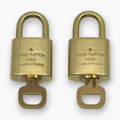Louis Vuitton Padlock Lock with Key Brass Gold Set of 10 Bag Accessory