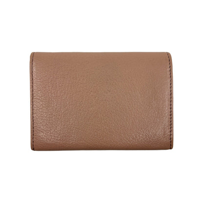 Furla Pink Beige Bifold Leather Card Case Wallet with Logo