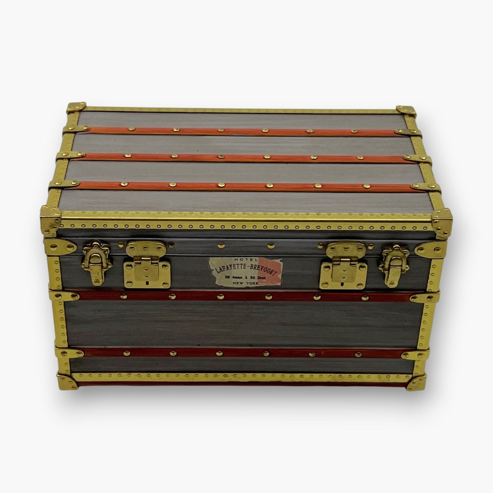 Louis Vuitton Mini Malle Zinc Trunk Paperweight Jewelry Box w/ Box Authentic