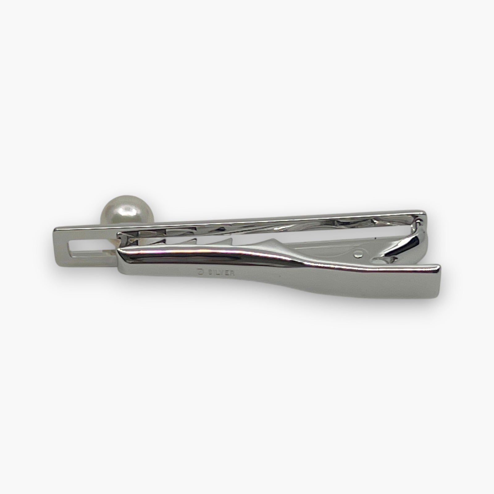 Mikimoto Pearl Cufflinks Tie Pin Clip Set Silver-Tone w/ Box Case