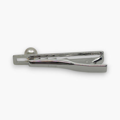 Mikimoto Pearl Cufflinks Tie Pin Clip Set Silver-Tone w/ Box Case