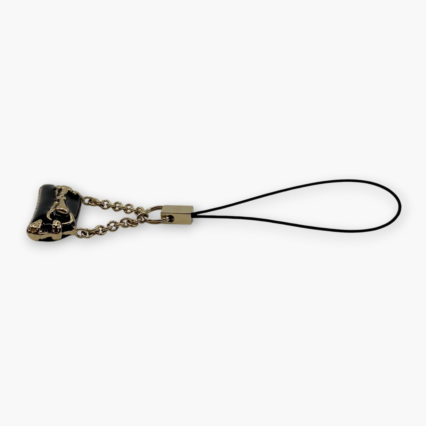 Gucci Horsebit Black Enamel Phone Strap Mini Charm with Box
