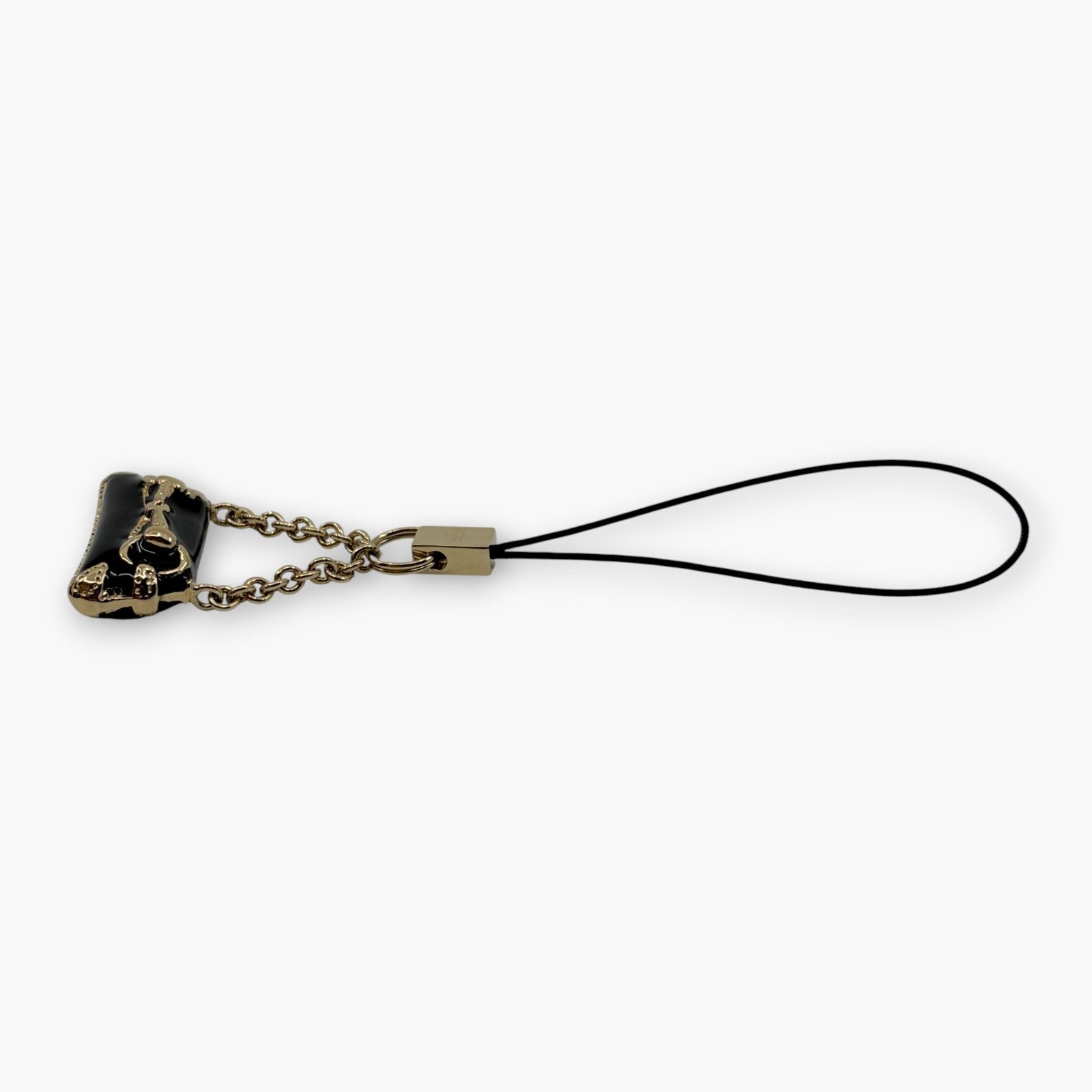 Gucci Horsebit Black Enamel Phone Strap Mini Charm with Box