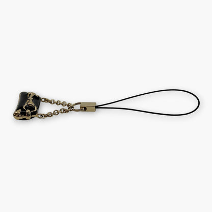 Gucci Horsebit Black Enamel Phone Strap Mini Charm with Box