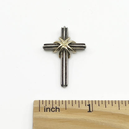 Tiffany & Co. Signature Cross Pendant Top Sterling Silver 925 18K Gold