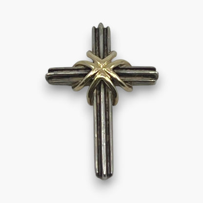 Tiffany & Co. Signature Cross Pendant Top Sterling Silver 925 18K Gold