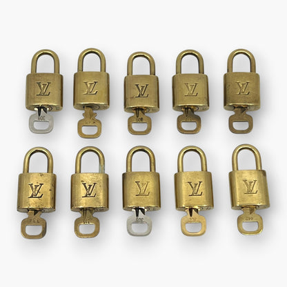 Louis Vuitton Padlock Set of 10 Gold-Tone Brass Locks & Keys pj260605