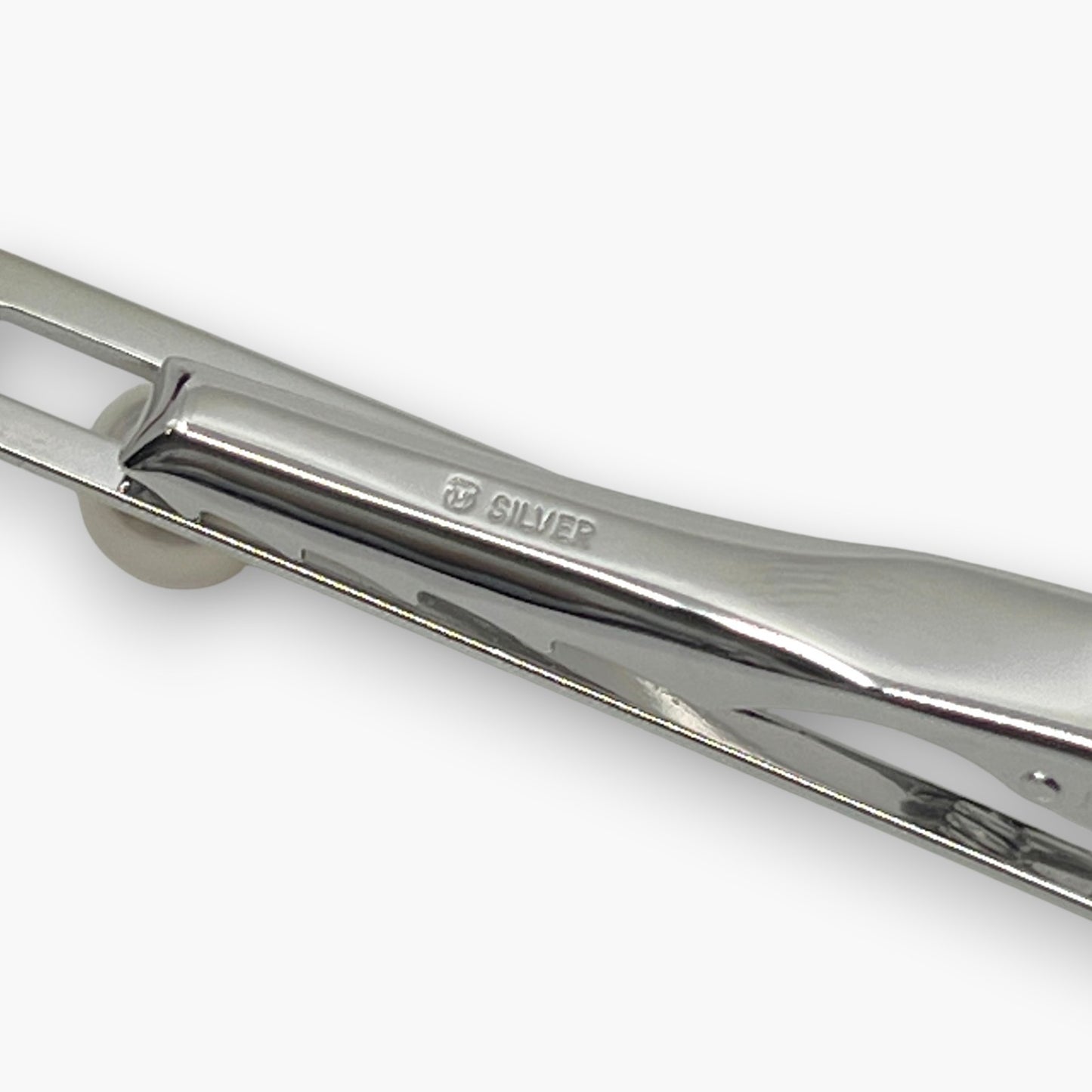 Mikimoto Pearl Cufflinks Tie Pin Clip Set Silver-Tone w/ Box Case