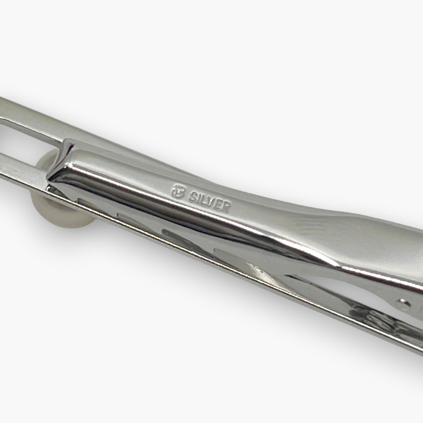 Mikimoto Pearl Cufflinks Tie Pin Clip Set Silver-Tone w/ Box Case