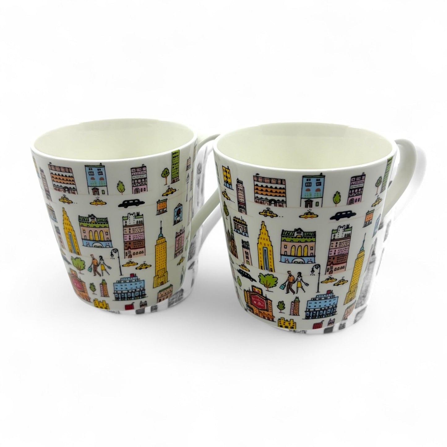 Tiffany & Co. 5th Avenue Bone China Mug 2 Cups Pair Set in NYC Design w/ Box