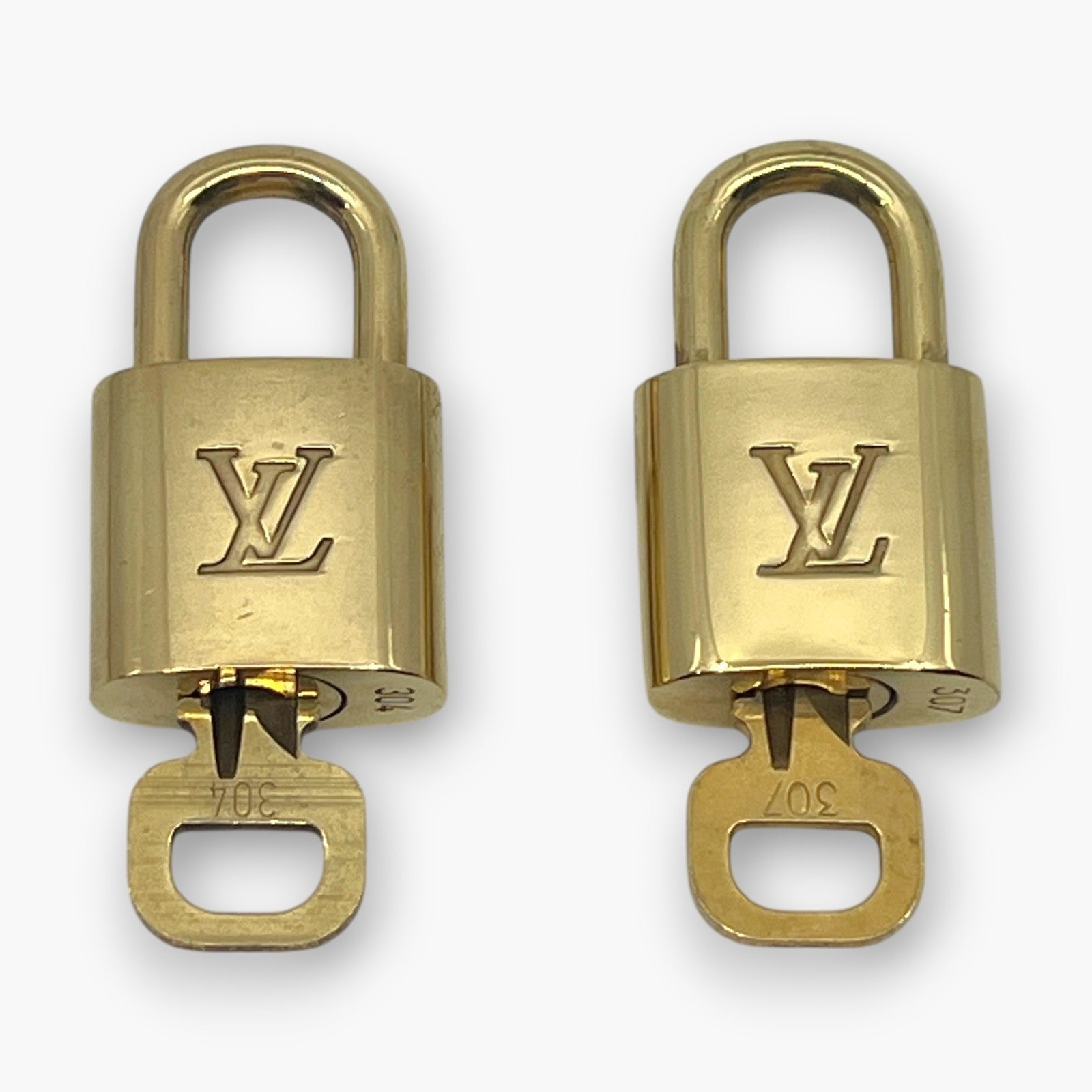 Louis Vuitton Padlock Lock with Key Brass Gold Set of 10 Bag Accessory