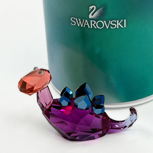 Swarovski Lovlots Stephanie Stegosaurus Crystal Dinosaur Figurine Purple w/Box